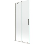 MEXEN/S - Velar dvoukřídlá posuvná vanová zástěna 85 x 150, transparent, nikl kartáčovaný 896-085-000-01-97