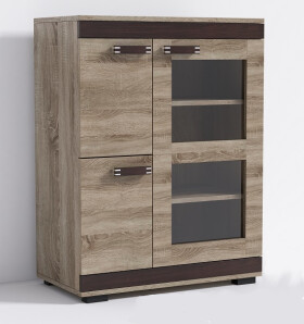 Komoda P9 Barva korpusu: Wenge, Lišta: Šedá, Barva dvířek: Trufla