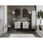 MEXEN/S - Rivel koupelnová skříňka 50 cm s umyvadlem Otis, 2 zásuvky, reliéf , šedá mat/bílá mat 91A20-05047-2-BFF62-W18M01