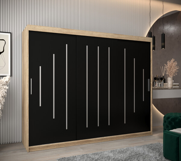 Šatní skříň Abi Y0 Barva korpusu: Dub Sonoma, Rozměry: 250 cm, Dveře: Černá