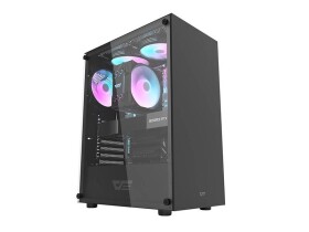 DarkFlash DK100 černá / ATX / bez ventilátorů / 3x USB-A / průhledná bočnice / bez zdroje (DK100 black)