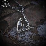 Pánský náhrdelník Vikingská sekera VALKNUT symbol posmrtného života, 60 cm Vintage