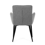 Židle jídelní, světle šedá látka, černý kov