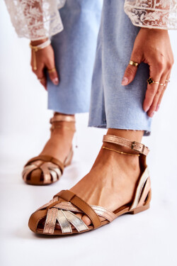 Kožené dámské sandály Maciejka 01924-32 Zlato-hnědá 40