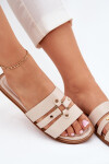 Ploché Dámské Pantofle Se Zlatým Detalem Béžové Noroti 39
