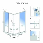 REA - Sprchový kout City 80x100 Brush Gold Bez sprchové vaničky REA-K6445