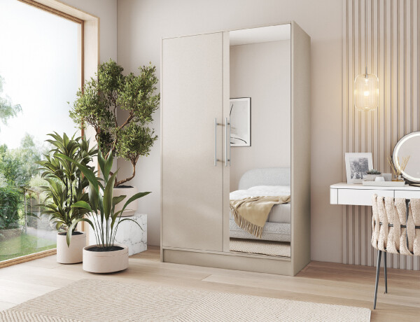 Šatní skříň Alarica Barva korpusu: Kašmír, Dveře: Zrcadlo