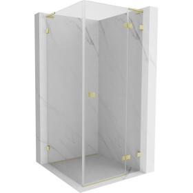 MEXEN/S - Lunar L sprchový kout dveře křídlové pravá 80 x 80, transparent, zlato kartáčovaná 834L-080-080-55-00-P