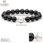 Perlový náramek Brunela - edisonova perla, onyx, stříbro 925/1000, 19 cm Bílá
