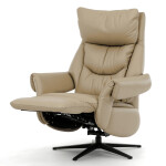 Relaxační křeslo, elektrické zabudované ovládání, krémová, kůže,TV-B3980 CRM3