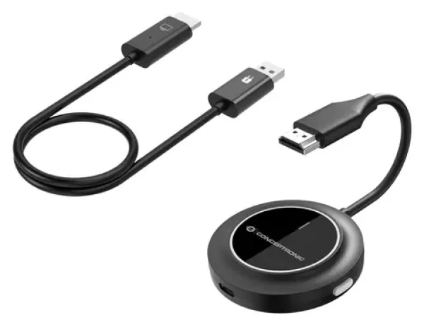 Conceptronic bezdrátový HDMI extender černá / Rozšiřovač HDMI / Full HD / 1920x1080 / USB napájení (ATHERIC02B)