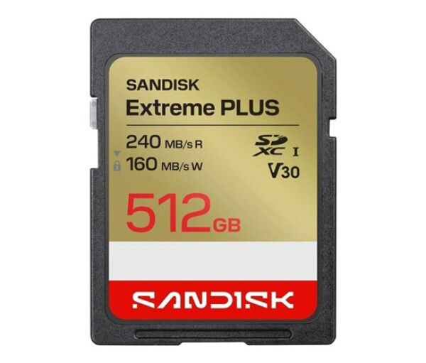 SanDisk SDXC karta 512GB Extreme PLUS (R240/W160 MB/s Class 10, UHS-I U3 V30) EDF_493857