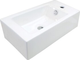 DEANTE - SQUARE - Keramické umyvadlo, na desku, pravé - bílé CGS_6U2R