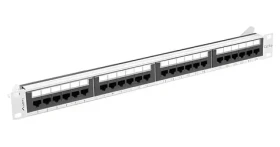 Lanberg šedý / Patch panel / 24 portů / RJ-45 / CAT6A / UTP / 1U / 19" (PPUA-1024-S)