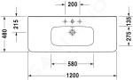 DURAVIT - DuraStyle Umyvadlo 1200x480 mm, s 1 otvorem pro baterii, s WonderGliss, bílá 23201200001