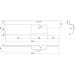 MEXEN - Otis umyvadlo zapuštěné do desky pravá 161 x 46,5, černá mat 25181671P