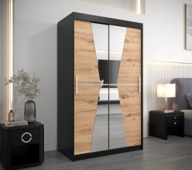 Šatní skříň Abi Ma Barva korpusu: Černá, Rozměry: 120 cm, Dveře: Dub artisan