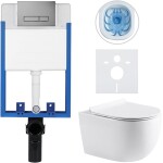 CERANO - Kompletní WC set Profi/Felci - bílá lesklá - WC tlačítko Slim/Tmavě šedá - pro zazdění - 52,5x36 CER-351617