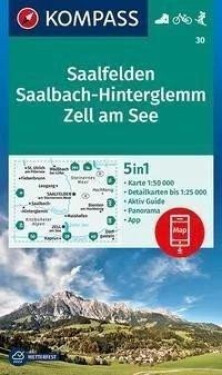Saalfelden, Saalbach-Hinterglemm, Zell am See 1:50 000 / turistická mapa KOMPASS 30, 1. vydání