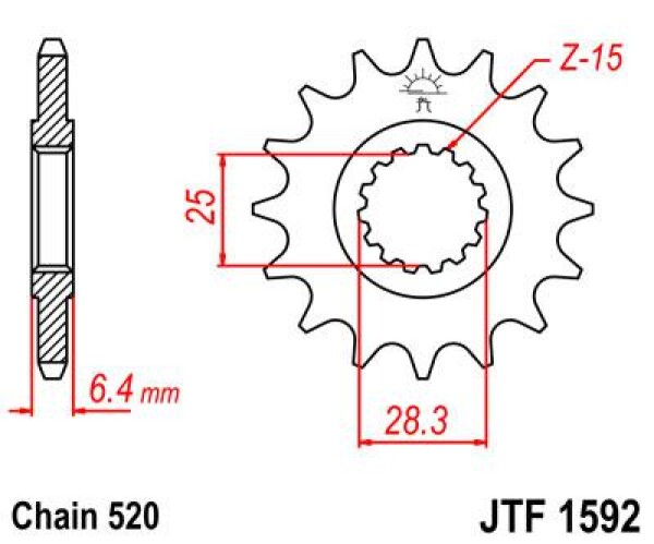 JT Sprockets Řetězové kolečko Yamaha YFZ 450R 2009-2018 Počet zubů: zubů: