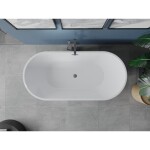 MEXEN/S - Luna vana volně stojící 160 x 75, bílá, sifon a přepad grafit metal 52031607500-95