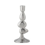 Bloomingville Kovový svícen Metina Silver 21 cm, stříbrná barva, dřevo, kov