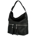 Trendy dámská koženková kabelka na rameno Birgit, černá