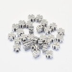 Mosazný korálek - čtyřlístek- platinový - 5 mm x 5 mm - 1 ks
