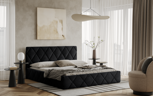 FRONTI Postel LUKA 120x200 černá s úložným prostorem
