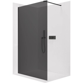 CERANO Sprchová zástěna Walk-in Onyx Cube L/P - 8 mm - hranatá vzpěra - černá matná, grafitové sklo - 50x200 cm