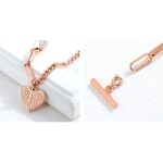 Ocelový náramek Andělská křídla Gold - srdce, chirurgická ocel, Zlatá 18,5 cm