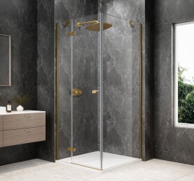 POLYSAN - GLOBE GOLD MATT čtvercový sprchový kout 900x900, čiré sklo, levé GB1090-3315LG