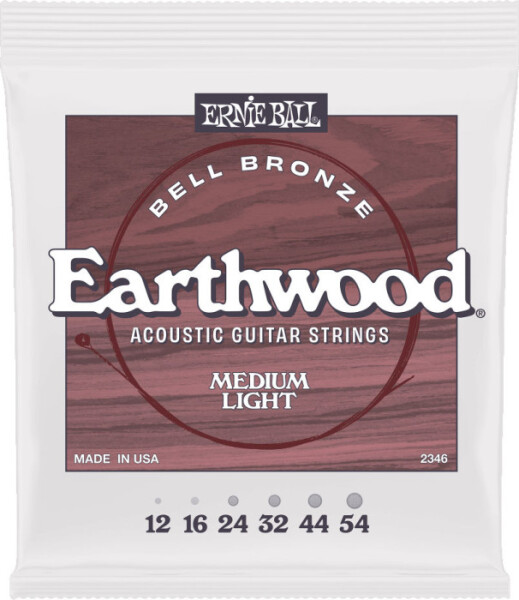 Ernie Ball 2346 Medium Light Earthwood Bell Bronze Acoustic Guitar Strings 12-54