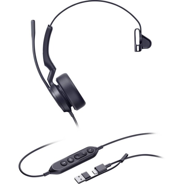 Yealink UH44 Mono Teams USB-C/A Headset otevřená (On Ear) kabelová černá telefon