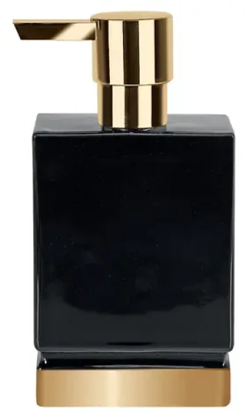 Spirella ROMA dávkovač mýdla černá keramika / zlatý podstavec / 300 ml