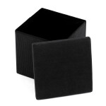 Taburet s úložným prostorem, černá manšestrová látka