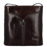 Luxusní dámská kožená crossbody kabelka Liara, tmavě hnědá