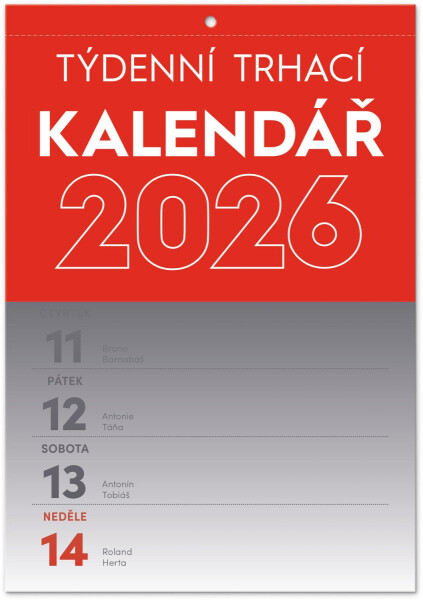 Kalendář 2026 nástěnný: Trhací týdenní A5