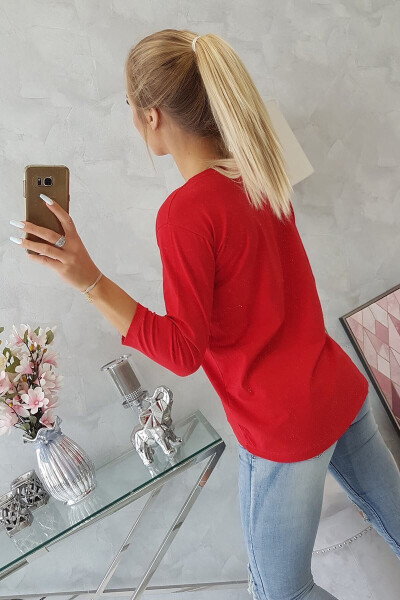Halenka barevnou 3D mašlí červená UNI