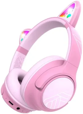 PowerLocus Bobo Cat Ears Pink / Dětská bezdrátová sluchátka s mikrofonem / Bluetooth 5.3 (5060650752983)