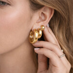 Kruhové náušnice Estefani Gold - 17 mm, chirurgická ocel, Zlatá