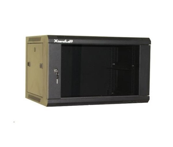 XtendLan 19" nástěnný rozvaděč 9U 600x450, nosnost 60 kg, skleněné kouřové dveře, svařovaný, černý EDF_1030317