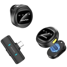 AWEI MK3 Duo černá / Klopový mikrofon / bezdrátový (MK3)