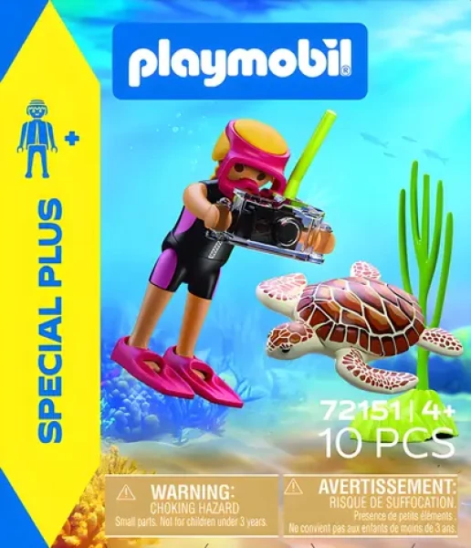PLAYMOBIL Figurka Vacation on the beach 72151 Potápěčka s želvou