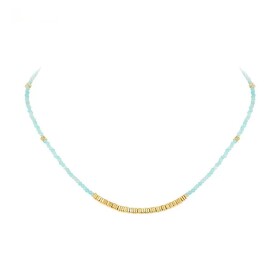 Korálkový náhrdelník Myrto - amazonit, kolekce Summer Symphony, Modrá 39 cm + 5 cm (prodloužení)