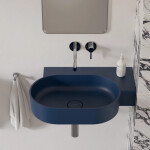 OMNIRES - OVO M+ umyvadlo na desku/závěsné - pravé, 64 x 44 cm, midnight blue mat; OVO645UWPMB