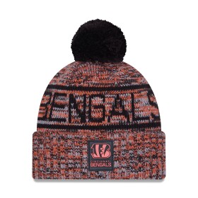 New Era Pánská zimní čepice Cincinnati Bengals NFL 2025 Sideline Sport Knit - Černá a oranžová
