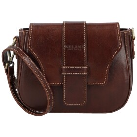 Luxusní dámská kožená crossbody kabelka Delami Vera Pelle Aviva, tmavě hnědá
