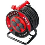 Prodlužovací kabel na bubnu venkovní, 25m, 4 zás., 3x2,5mm, černý, IP44, FESTA INDUSTRY