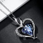 Náhrdelník Swarovski Elements True Love světle modrý - srdíčko, Světle modrá 42 cm + 5 cm (prodloužení)